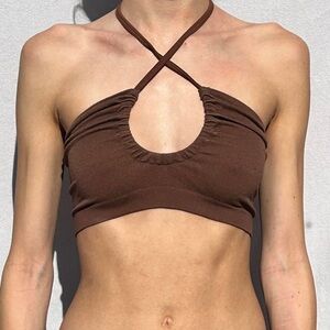 Brown Halter Crop Top